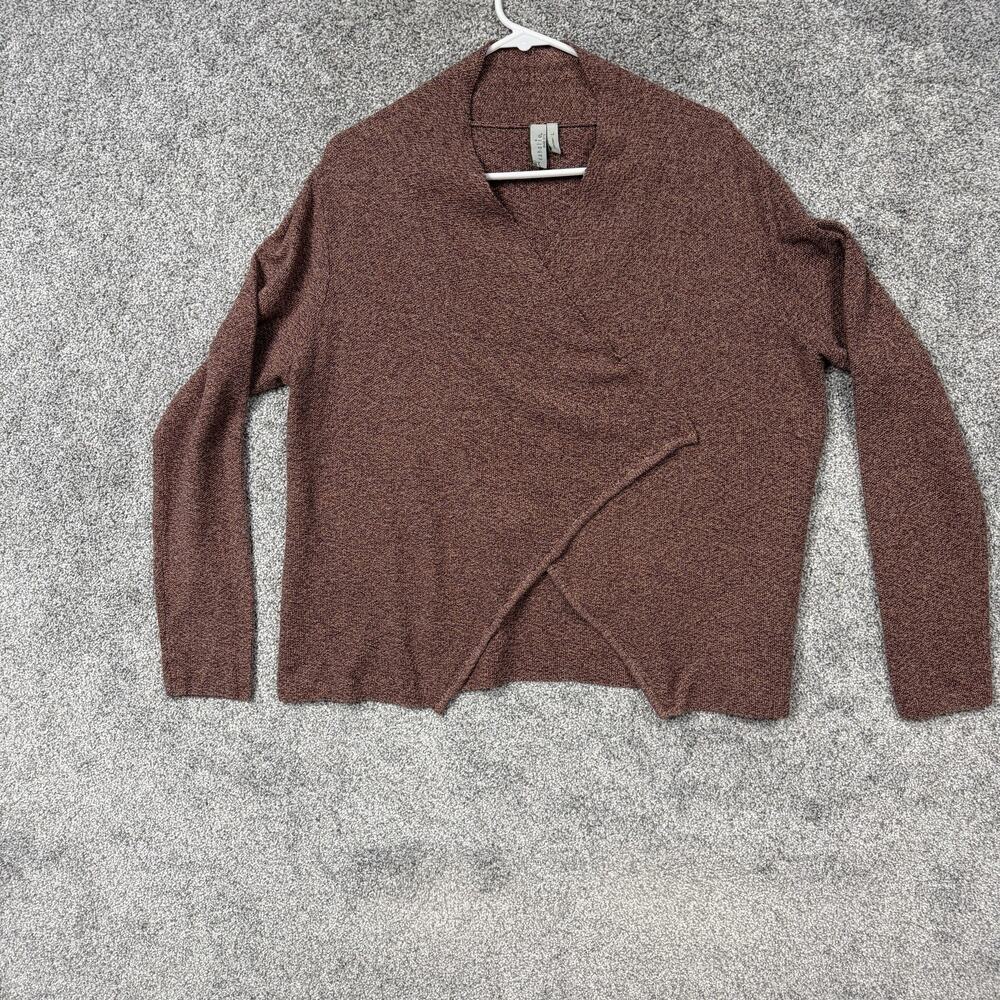 Sahalie Cardigan Sweater Womens L Brown Open Front Knit Boho Minimalist Layering